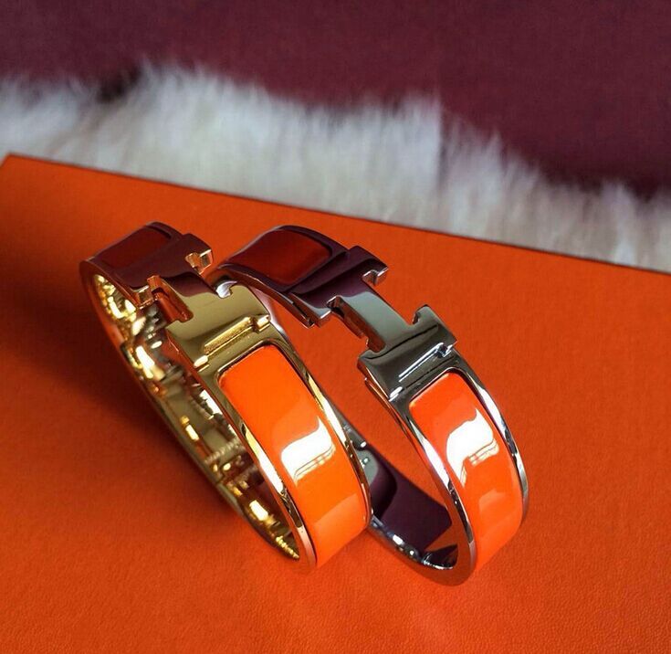 1p orange Popular Stylish Stainless Steel Anti allergic H shaped Buckle Bracelet - Photo 1 sur 1