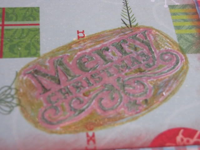 merry christmas fait avec plaque d'embossage sur papier de soie encr&eacute; et crayonn&eacute; gel writer