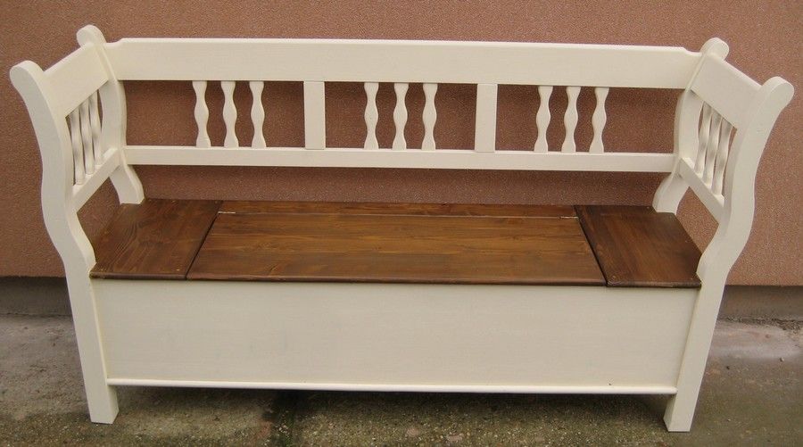 Neue truhenbank sitzbank 180cm breit hellelfenbein ...