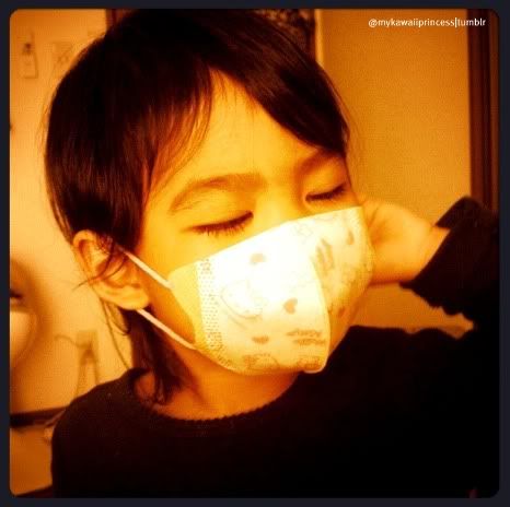 Azumi wearing Hello Kitty Surgical Mask