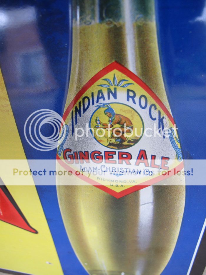  Indian Rock Ginger Ale Advertising Sign Richmond VA 1930 1940 Soda Pop