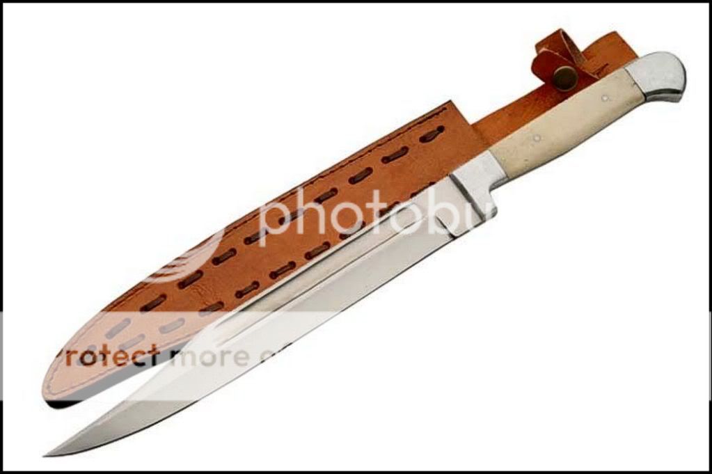 Riflemans Bowie Knife 15 Bone Handle Sass Ncows For Sale at GunAuction